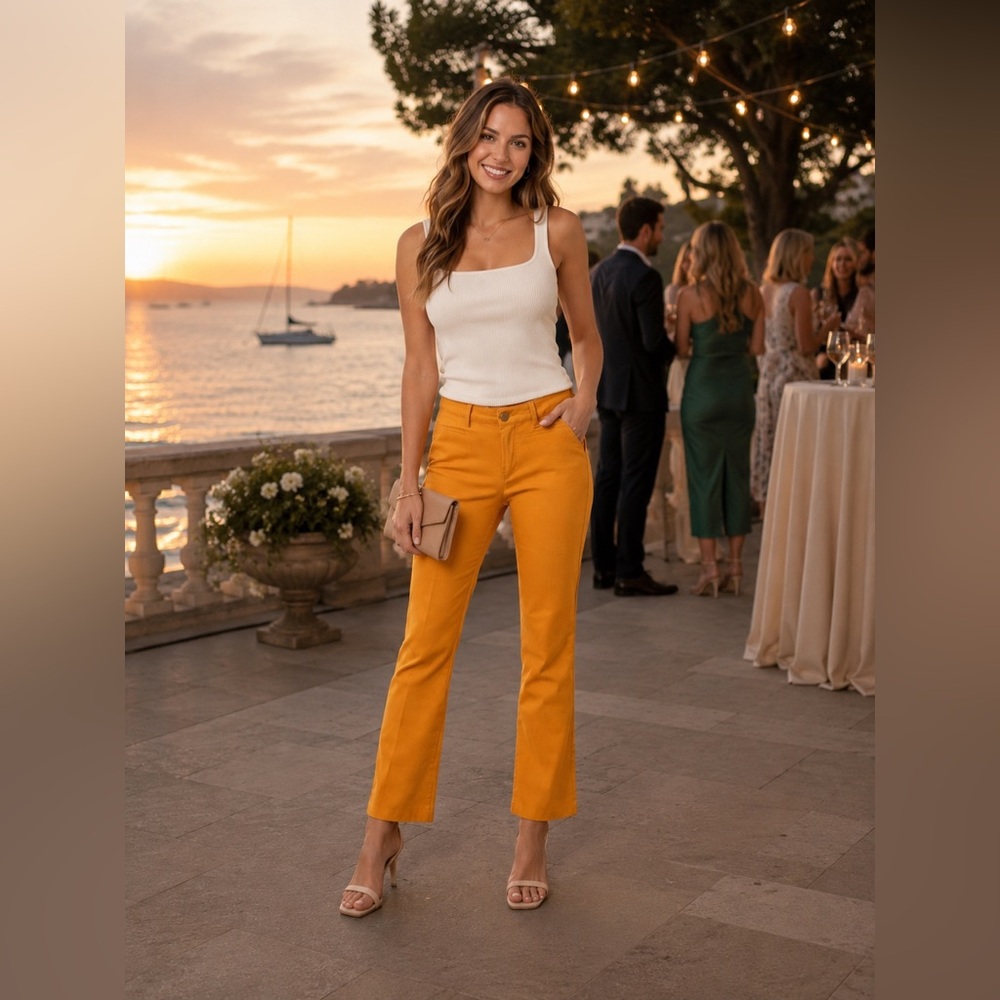 Zara Bright Mustard Straight-Leg Trousers